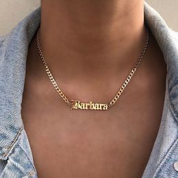 Pendant Necklaces Personalised Custom Old English Name For Women Men Curb Chians Hip Hop Jewellery Stainless Steel Letter Long 230825
