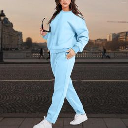 Women's Two Piece Pants Home Wear Autumn Winter 2 Pieces Women Sets Knitted Tracksuit O-Neck Solid Sweater And Wide Leg Jogging Pullover