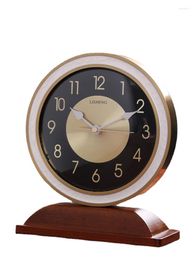 Table Clocks Large Gold Clock Modern Wood Metal Luxury Desk Silent Digital Watch Living Room Desktop Retro Ornaments Gift