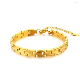 Link Bracelets 7MM Simple Three-dimensional Titanium Steel Ladies Bracelet 18K Gold-plated Light Luxury Valentine's Day Jewelry Gift