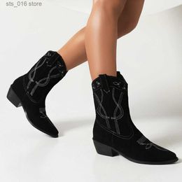Boots Cowboy Ankle Boots For Women Cowgirl Vintage Western Boots Women Embroidered Ridding Booties Winter Shoes Plus Size 48 T230824