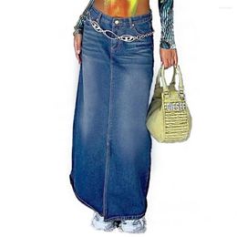 Skirts 2023 Women Summer Retro Style Denim Long Skirt Fashion Loose Jeans Straight Casual Female Clothing XS-L Drop