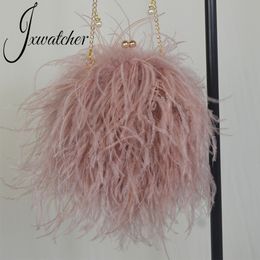 Evening Bags Jxwatcher Designer Ostrich Feather Wallet Party Handbag Women Wedding Clutch Lady Fashion Chain Shoulder Bag Purse 230824