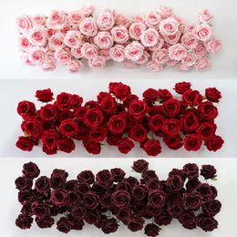 Decorative Flowers 100cm White Rose Artificial Flower Row Wedding Backdrop Floral Arrangement Event Party Stage Hanging Window Display