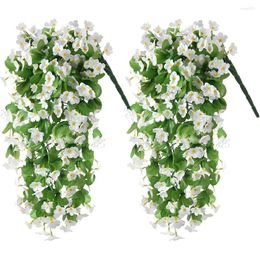 Decorative Flowers 2 Pack Artificial Hanging Fake Plants Orchid Flower Bouquet For Wall Home Room Garden Wedding Indoor Outdoor Decoration