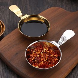 Herb Spice Tools 2pcs 304 Stainless Steel Korean Sauce Spoon Hangable Chopsticks Dipping Dish Seasoning Plate Barbecue Tableware 230825