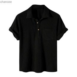 2023 Summer New Waffle Short Sleeve Polo Shirt Men Lapel Casual Loose Lapel Button Up Designer Polo T Shirt for Men HKD230825