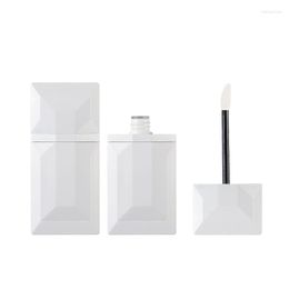 Storage Bottles 4ml White Square Flat Diamond Lipgloss Packaging Empty Bottle Black Wand Plastic Container Cosmetic Lip Gloss Tubes 30pcs