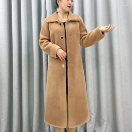 Women's Fur Woman Winter High End Sheep Shearing Coats Ladies Loose Casual Long Wool Outwear Female Thick Warm Granular Jacket 5XL