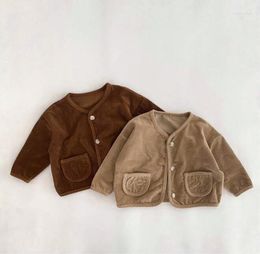 Jackets 2023 Wholesale Girls Boys Corduroy Coat Autumn Cotton Full Sleeve Kids Coats 1-7 Years WS649