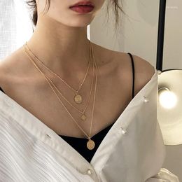 Pendant Necklaces Portrait Necklace Women's Net Red Simple Long Coin Sweater Chain Retro Trendy Autumn And Winter Multi-Layer Accessories