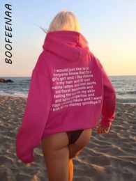 Women's Hoodies Sweatshirts BOOFEENAA Letter Print Pink Graphic Streetwear Y2k Hoodie Pullovers 2023 Autumn Winter Clothe Tops C69DE51 230824