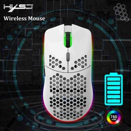 HXSJ 2.4G Wireless Charge Mouse RGB Luminous Ultralight Honeycomb Mouse 4 Adjustable DPI 6 Buttons Game Mice For Laptop PC Gamer Q230825