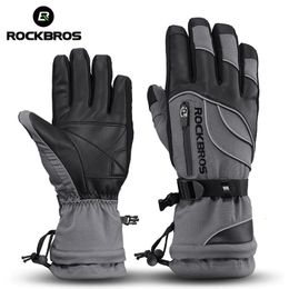 Cycling Gloves ROCKBROS Winter Bicycle Gloves Thermal Waterproof Windproof Mtb Bike Gloves Skiing Hiking Snowmobile Motorcycle Cycling Glove 230825