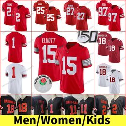 Justin Fields Ohio State Buckeyes Football Jerseys College Ezekiel Elliott 32 TreVeyon Henderson Stroud Chase Young 2 J.K Dobbins Nick Bosa Marvin Harrison Jr. Red