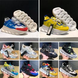 Designer Women Chain Reaction Casual Shoes Triple White Black Twill Orange Blue Fluo Multi-Color Rubber Suede Platform Sneakers Sports Lace-Up Shoe B5