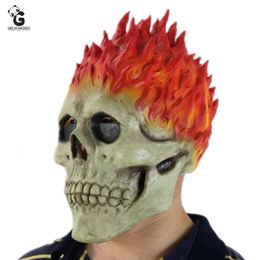 Party Masks Ghost Rider Flame Skeleton Skull Mask Scary Horror Zombie Spooky Knight Halloween Creepy Demon Masque Carnival Party Props 230824