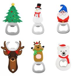 Portable Christmas Bottle Opener Stainless Steel Snowman Xmas Tree Bear Deer Santa Shaped Xmas Gift Kitchen Tools