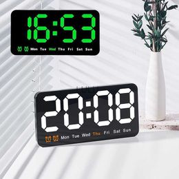 Electronic Wall Clock Temperature Date Table Clock Wall-mounted Dual Alarms Digital LED Clocks for Home Bedroom Voice Control HKD230825 HKD230825