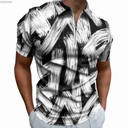 Brush Print Casual Polo Shirts Paint Stripes T-Shirts Mens Short-Sleeve Graphic Shirt Novelty Oversized Clothes Birthday Present HKD230825