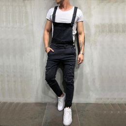 Yfashion Men Distressed Denim Pants Mens Carpenter Overalls Bib Jumpsuits Moto Biker Jean Pants Jeans Homme Fashion Streetwear258J