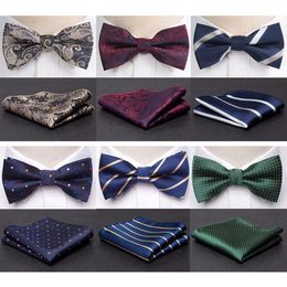 Neck Ties Men Bowtie Cravat Set Fashion Butterfly Party Wedding Girls Business Jacquard Bow Tie Bowknot Wholesale Accessories 230824