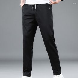 Men's Pants Tight Ice Silk Casual Summer Thin Loose Straight Elastic Sports Quick Dry Long