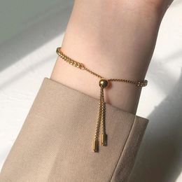 Link Bracelets Stainless Steel Plated 18k Gold Colour Keel Chain For Women Fashion Simple Adjustable Bracelet Jewellery Gift Wholesale