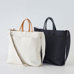 Evening Bags Tilorraine Japanese simple canvas bag women's messenger bag women's solid soft face shoulder large capacity Tote Bag 230824