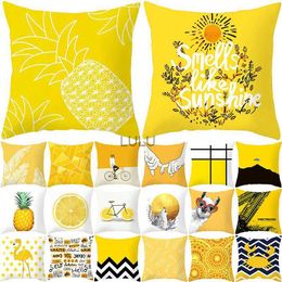 YWZN Pineapple Leaf Yellow Pillow Case Decorative Pillowcase Pineapple Yellow Throw Pillow Case Cover Printing Pillow Cover HKD230825 HKD230825