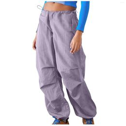 Women's Pants Women Teens Streetwear Cargo Sexy Low Drawstring Joggers Casual Straight Baggy Sweatpants With Pockets Pantaloons