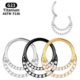 Tragus Piercing Titanium Industrial Nose Ring Septum Cartilage Zircon Helix Sexy Charming Women Clicker Earrings Body Jewelry