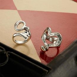 Cluster Rings Trendy Minimalist Silver Color For Women Men Fashion Creative Hollow Irregular Geometric Birthday Party Jewelry Gifts