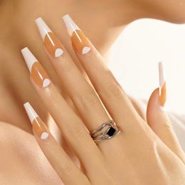 False Nails French White Tips Ballerina Non-Toxic Not Hurt To Hands For Party Dating And Wedding
