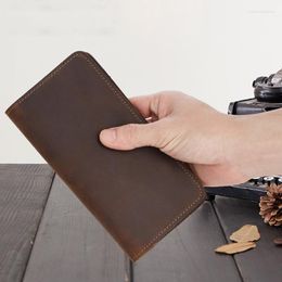 Wallets AETOO Leather Men's Wallet Crazy Horse Business Retro Multi-card Long Casual Clutch Bag