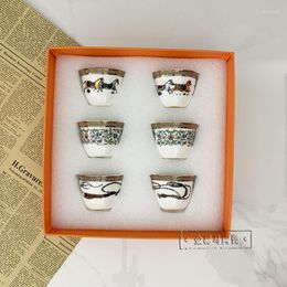 Mugs 6 Pieces Of Luxury Bone China Concentrated Coffee Cup Set Wedding Party Drinking Utensils Birthday Housewarming Gift