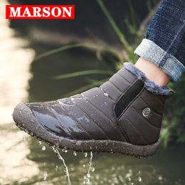 Boots MARSON Men Winter Shoes Solid 4 Colours Men's Snow Boots Plush Inside Bottom Keep Warm Waterproof Ski Boots Plus Size 35 - 48 230825