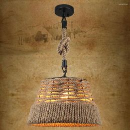 Pendant Lamps Wicker Loft Iron Rope Droplight Edison Industrial Vintage Light Fixtures For Dining Room Bar Hanging Lamp Home Lighting