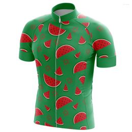 Racing Jackets HIRBGOD 2023 UK Men's Cycling Jersey Green Watermelon Print Short Sleeve Bike Shirt Summer Bicycle Wear TYZ501-01