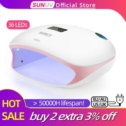 Nail Dryers SUNUV SUN4S/4 Nail Lamp 48W UV LED Nail Dryer for Curing Gels Polish With Smart Sensor Manicure Nail Art Salon Equipment Brand 230824