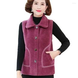 Women's Vests 2023 Spring Autumn Imitation Mink Fleece Vest Women Fashion Sleeveless Jacket Middle Aged Mother Coat Waistcoat Female Tops