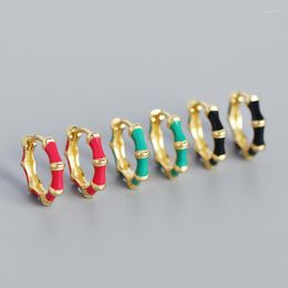 Stud Earrings 925 Sterling Silver Needle Red/Black/Green Small Enamel Hoop For Women High Quality Simple Jewelry Wholesale