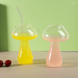 Wine Glasses Creative Mushroom Glass Cup Bar KTV Personalized Cocktail With Straw Juice Drink Tazas