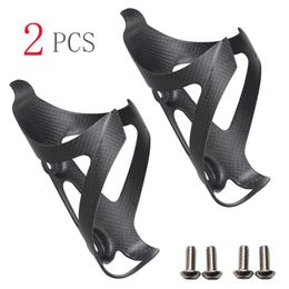 Water Bottles Cages 2PCS No Full Carbon Fibre Bicycle Water Bottle Cage MTB Road Bike Bottle Holder Ultra Light Cycle Equipment Matte/ Glossy 230824