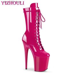 Boots Multi-color custom 20CM fashion sexy Knight women 8 inch heels round head rose red nightclub model pole dancing ankle boots T230824