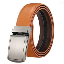 Belts LannyQveen Genuine Leather Belt Cowskin Men's Automatic Buckle Cowhide For Men Casual High Quality