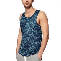 Men's Tank Tops Vintage Map Top Male Constellations Astrological Signs Cool Beach Gym Printed Sleeveless Shirts Plus Size 4XL 5XL