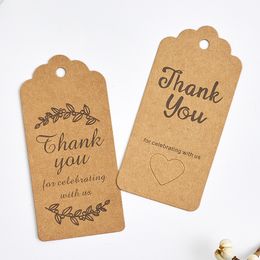 100 Pcs Lot Thank You Kraft Paper Cards Pretty Design Printing Fower Necklace Earring Hairpin Brooch Handmade Jewelry Packaging