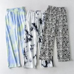 Women's Pants 2023 Summer Casual Wide Leg Elastic High Waist Printed Loose Straight Streetwear Women Sweatpants