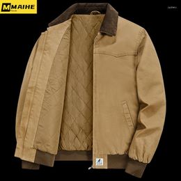 Men's Jackets Fall/Winter U.S. Navy Military Jacket Thickened Thermal Corduroy Lapel Baseball Vintage Streetwear Chaquetas Hombre